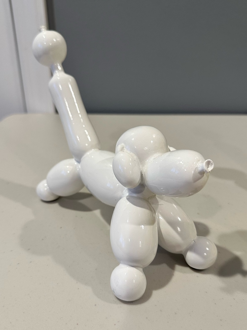 Decorative Polyresin Balloon Dog Pop Art Style Sculpture, 8.5in long, White